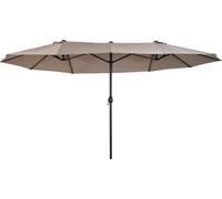 Outsunny Parasol de jardin exterieur parasol double rectangulaire 4,6L x 2,7l x 2,4H m avec ouverture fermeture manivelle, cadre en acier, toile 180 g/m?, parasol pour balcon, piscine, marron