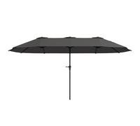 Outsunny Parasol de jardin extérieur, parasol double rectangulaire 4 x 2,2 x 2,3 m avec ouverture fermeture manivelle, toile 180 g/m² pour balcon, piscine, terrasse, gris foncé