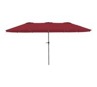 Outsunny Parasol de jardin extérieur, parasol double rectangulaire 4 x 2,2 x 2,3m avec ouverture fermeture manivelle rouge vineux