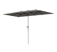 Outsunny Parasol de jardin extérieur, parasol double rectangulaire 451 x 264 cm avec manivelle toile polyester 200g/m² gris foncé