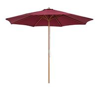 Outsunny Parasol de jardin extérieur parasol droit double toit en bois polyester haute densité protection solaire Ø 3 x 2,5 m rouge