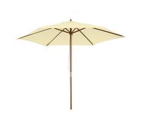 Outsunny Parasol de jardin extérieur parasol droit double toit Hexagonal Grande Taille de Jardin Ø 2,5 x 2,3H m Bois de Bambou crème