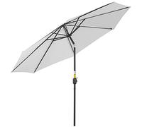 Outsunny Parasol de jardin extérieur Parasol droit inclinable Ø 3 m en métal Rond Polyester 180g/m² manivelle inclinable Blanc