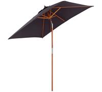 Outsunny Parasol de jardin rectangulaire inclinable bois, polyester 2 x 1,5 x 2,3 m gris foncé