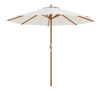 Outsunny Parasol de jardin extérieur rond Ø 2,7 x 2,5 m avec ouverture fermeture manivelle, mât en bois, toile 180 g/m², beige