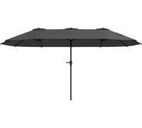 Outsunny Parasol de jardin extšŠrieur, parasol double rectangulaire 4 x 2,2 x 2,3 m avec ouverture fermeture manivelle, toile 180 g/m? pour balcon, piscine, terrasse, gris foncšŠ