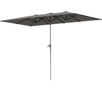 Outsunny Parasol de jardin extšŠrieur, parasol double rectangulaire 451 x 264 cm avec ouverture fermeture manivelle, toile polyester 200 g/m?, parasol pour balcon, piscine, terrasse, gris foncšŠ