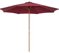 Outsunny Parasol de jardin extšŠrieur parasol droit double toit en bois polyester haute densitšŠ protection solaire ? 3 x 2,5 m rouge
