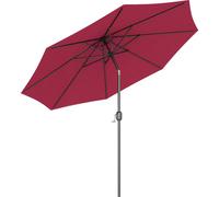 Outsunny Parasol de jardin extšŠrieur Parasol droit inclinable ? 3 m en mšŠtal Rond Polyester 180g/m? manivelle inclinable Bordeaux