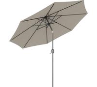 Outsunny Parasol de jardin extšŠrieur Parasol droit inclinable ? 3 m en mšŠtal Rond Polyester 180g/m? manivelle inclinable Gris Clair