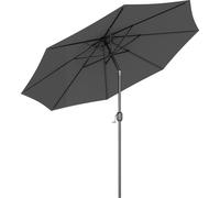 Outsunny Parasol de jardin extšŠrieur Parasol droit inclinable ? 3 m en mšŠtal Rond Polyester 180g/m? manivelle inclinable Gris