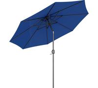 Outsunny Parasol de jardin extšŠrieur Parasol droit inclinable ? 3 m en mšŠtal Rond Polyester 180g/m? manivelle inclinable Bleu