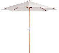 Outsunny Parasol de jardin extšŠrieur rond ? 2,7 x 2,5 m parasol droit avec ouverture fermeture manivelle, m?t en bois, toile 180 g/m? protection Anti-UV, pour balcon, piscine, terrasse, beige