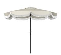 Outsunny Parasol de Jardin Inclinable 2.7x2.7 m avec Manivelle, Parasol d'Extérieur Rond à 8 Baleines, en Métal et Polyester, pour Cour Balcon, UV 30+, Gris clair