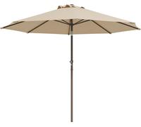 Outsunny Parasol de jardin Parasol droit ? 2,63 m en mšŠtal Rond Polyester 180g/m? manivelle inclinable beige