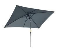Outsunny Parasol de jardin Parasol droit inclinable rectangulaire aluminium polyester haute densitšŠ 3 x 2 m gris foncšŠ