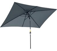 Outsunny Parasol de jardin Parasol droit inclinable rectangulaire aluminium polyester haute densitšŠ 3 x 2 m gris foncšŠ