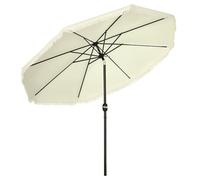 Outsunny – Parasol inclinable rond Ø 268 cm – Polyester 180 g/m², 8 baleines, franges – Crème