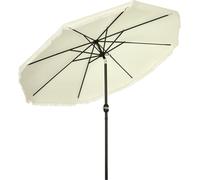 Outsunny Parasol de jardin Parasol droit inclinable rond ? 268 cm avec franges tissu polyester haute densitšŠ anti-UV m?t dšŠmontable 8 baleines, crššme