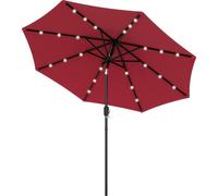 Outsunny Parasol de jardin Parasol droit Parasol Lumineux octogonal inclinable Ø 2,7 m Parasol LED Solaire métal Polyester Haute densité 180 g/m² rouge bordeaux