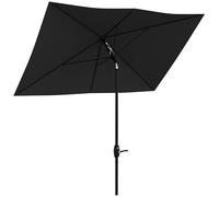 Outsunny Parasol de jardin Parasol droit rectangulaire inclinable 2 x 3 m avec manivelle toile polyester imperméabilisée haute densité 180 g/m² noir