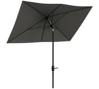 Outsunny Parasol de jardin Parasol droit Parasol rectangulaire inclinable 2 x 3 m avec manivelle toile polyester impermšŠabilisšŠe haute densitšŠ 180 g/m? gris foncšŠ