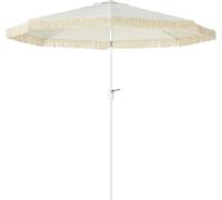 Outsunny Parasol de jardin parasol extšŠrieur inclinable š€ franges avec manivelle 8 baleines dim. ? 2,65 x 2,45 H m Blanc