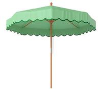 Outsunny Parasol de Jardin Rond avec Volants - Parasol Terrasse Rétro Chic 230cm Aspect Bois - Protection Solaire UV Extérieur pour Balcon et Mobilier de Jardin, Vert Clair