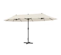 Outsunny Parasol de jardin XXL avec pied en croix parasol grande taille 4,6L x 2,7l x 2,4H cm acier polyester crème
