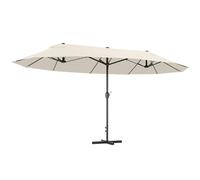 Outsunny Parasol de jardin XXL avec pied en croix parasol grande taille 4,6L x 2,7l x 2,4H cm ouverture fermeture manivelle acier polyester haute densité crème