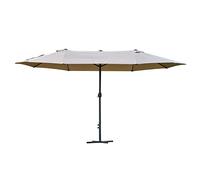 Outsunny Parasol de jardin XXL avec pied en croix parasol grande taille 4,6L x 2,7l x 2,4H cm ouverture fermeture manivelle acier polyester haute densité café
