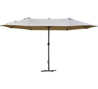 Outsunny Parasol de jardin XXL avec pied en croix parasol grande taille 4,6L x 2,7l x 2,4H cm ouverture fermeture manivelle acier polyester haute densitšŠ cafšŠ