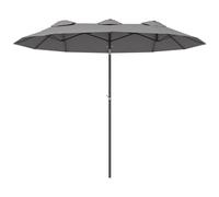 Outsunny Parasol de jardin XXL double grande taille 295 x 152 x 222 cm ouverture fermeture manivelle acier polyester haute densitšŠ gris