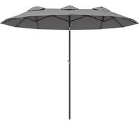 Outsunny Parasol de jardin XXL double grande taille 295 x 152 x 222 cm ouverture fermeture manivelle acier polyester haute densitšŠ gris