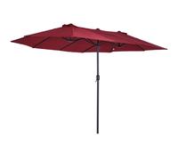 Outsunny Parasol de jardin exterieur parasol double rectangulaire 4,6L x 2,7l x 2,4H m avec ouverture fermeture manivelle, cadre en acier, toile 180 g/m², parasol pour balcon, piscine, bordeaux