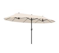 Outsunny Parasol de jardin XXL parasol grande taille 4,6L x 2,7l x 2,4H cm ouverture fermeture manivelle acier polyester haute densité crème