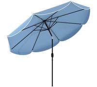 Outsunny Parasol de marché rond 9' x 9' avec volant, Bleu ciel