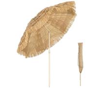 Outsunny Parasol de plage Ø 1,85 m, grand parasol inclinable, style hawaïen hauteur du mât réglage, 8 baleines, sac de transport inclus, kaki