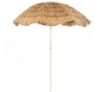 Outsunny Parasol de plage Ø 1,85 m, grand parasol inclinable, style hawaïen, hauteur du mât réglage, sac de transport , kaki