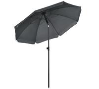 Outsunny Parasol de plage inclinable protection UV 50 + avec 8 baleines en fibre de verre Ø 180 cm gris foncé Aosom France