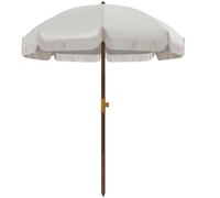 Outsunny Parasol de plage parasol d'extérieur rond parasol à frange protection UV 40 + avec 8 baleines sac de transport inclus gris clair