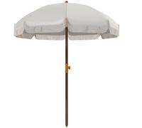 Outsunny Parasol de plage parasol d'extérieur rond parasol à frange protection UV 40 + avec 8 baleines crème