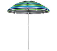 Outsunny Parasol de plage parasol inclinable rond parasol d'extérieur hauteur réglable protection UV40 sac de transport inclus alu. polyester multicolore