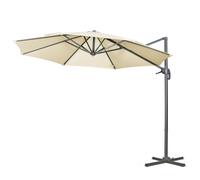 Outsunny Parasol déporté Ø 3 m octogonal inclinable manivelle avec pied en acier crème