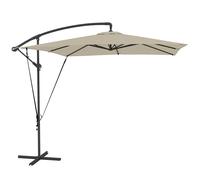 Parasol déporté - Outsunny - 2,5 x 2,5 m - Toile ajustable - 8 baleines - base en croix et manivelle - Housse de Protection - kaki