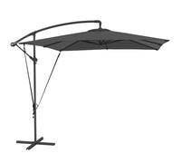 Parasol déporté - Outsunny - 2,5 x 2,5 m - Toile ajustable - 8 baleines - base en croix, manivelle - Housse Protection - gris foncé