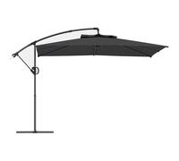 Outsunny Parasol déporté carré 3 x 3 m, parasol de jardin extérieur avec manivelle, base croisée, inclinable et rotation à 360°, toile polyester 180 g/m², protection UV UPF50+