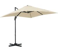 Outsunny Parasol déporté carré inclinable manivelle avec pied en acier dim. 2,5L x 2,5l m alu. polyester haute densité crème