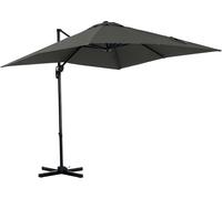 Outsunny Parasol déporté carré inclinable manivelle avec pied en métal dim. 2,5L x 2,5l m alu. polyester haute densité gris