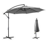 Outsunny Parasol Déporté Octogonal Inclinable Ø 3 x 2,5H m Gris | Manivelle, Pied en Acier